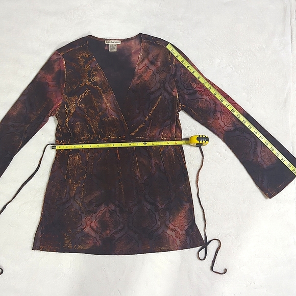 90's/Y2K Velvet Print Bell Sleeve Burnout Fairy Top - Picture 10 of 12